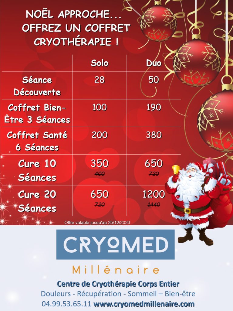 offre noel cryothérapie corps entier montpellier cryomed